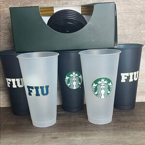 Starbucks and FIU Frosted and Navy Cold Cups CAMPUS COLLECTION